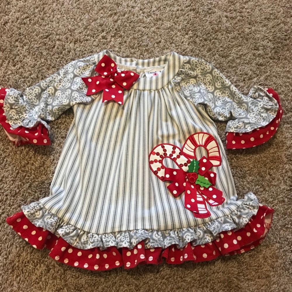 Candy Cane Baby Girl Dress with Bloomers